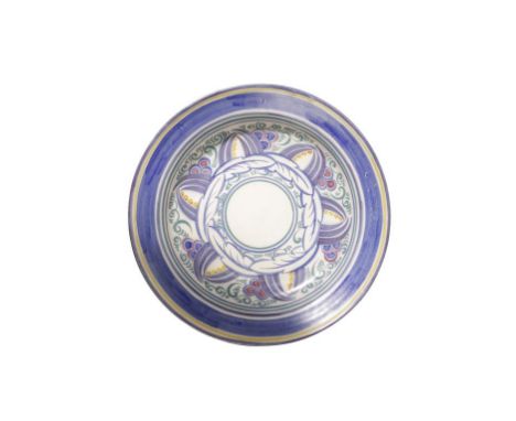 POOLE POTTERY CARTER STABLER ADAMS TRADITIONAL CHARGER, circular form, shape no. 328, decorated in polychrome in the VJ patte