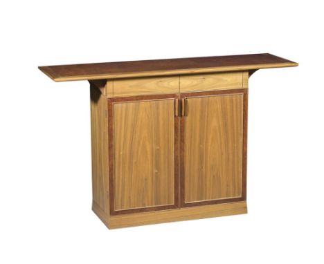 RICHARD WILLIAMS: A BLACK WALNUT AND VAVONA BURR CONSOLE CABINET, c,1995, 120cm W x 35cm D x 74cm H Original sale value of £2