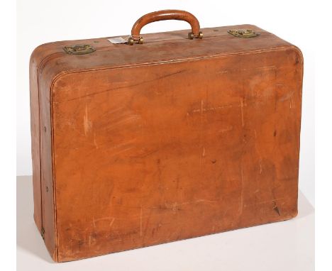 VINTAGE LUGGAGE. A WATAJOY TAN INSCRIBED 'THE CLIPPER' - VALET BAG, BRASS LOCKS, STAMPED WATAJOY, 61CM L, C1940  Typically sc