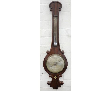 A VICTORIAN ROSEWOOD BAROMETER OF LOTUS PATTERN, THE SILVERED REGISTER ENGRAVED THOS RUBERGALL OPTICIAN TO THEIR MAJESTY'S 24