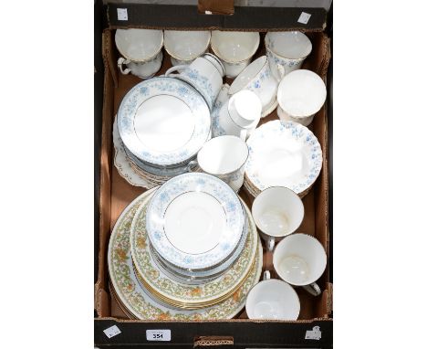 A NORITAKE BLUE HILL PATTERN TEA SERVICE AND A NORITAKE TERESA PATTERN DINNER SERVICE, PRINTED MARKS  Good condition