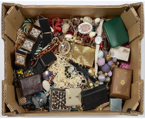 MISCELLANEOUS VINTAGE AND MODERN COSTUME JEWELLERY, TO INCLUDE WATCHES  