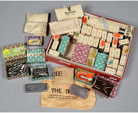 VINTAGE WRITING EQUIPMENT. A SMALL ORIGINAL STOCK OF UNUSED BOXED PEN NIBS BY GEORGE W. HUGHES AND JOSEPH GILLOT AND SONS LIM