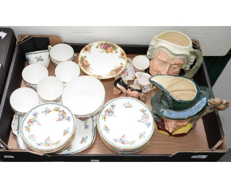 FOUR ROYAL DOULTON CHARACTER JUGS, INCLUDING MERLIN, A LAWLEYS BONE CHINA TEA SERVICE, ETC  Good condition