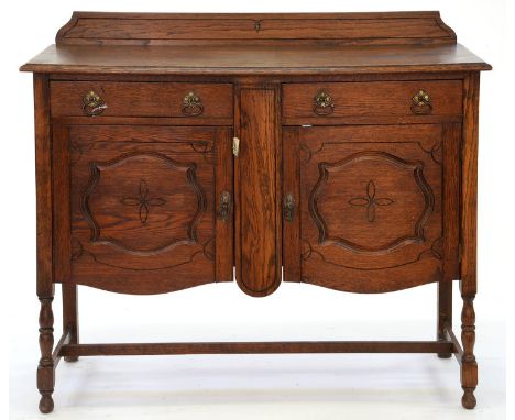 AN OAK SIDEBOARD, 96CM H; 47 X 122CM  Ring mark on top