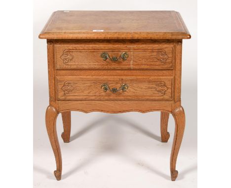 A CARVED OAK PETIT COMMODE IN LOUIS XV STYLE, 63CM H; 55 X 39CM, 20TH C  Light scuffs and marks to top surface