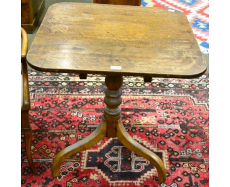 A square oak tilt top tripod table 