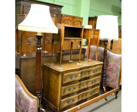 Two mahogany tripod standard lamps 
