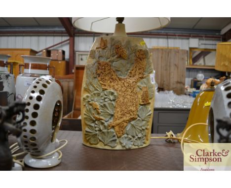 A large Bernard Rooke owl decorated table lamp