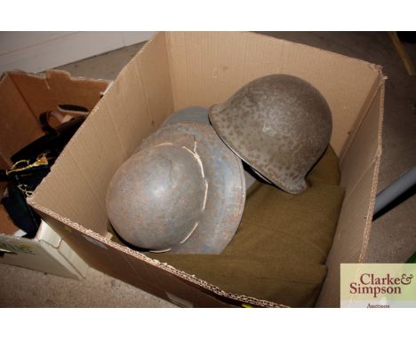 WW2 helmets with post WW2 army uniforms etc.