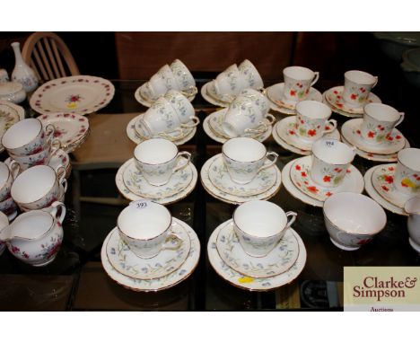A set of twelve Duchess Harebell cups and saucers