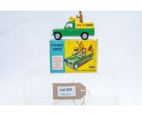 Manufacturer  - Corgi | Description - Land Rover Public Address Vehicle | Stock Code - 472 | Notes - Original Box| Scale - 1: