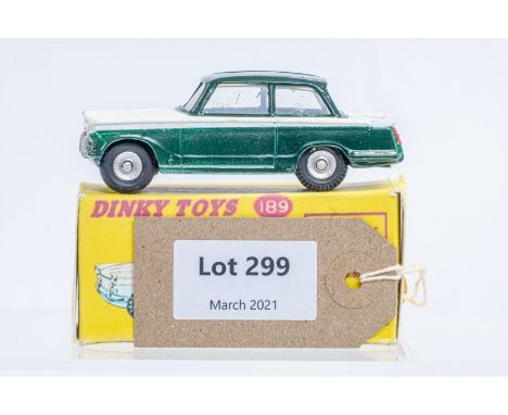 Manufacturer  - Dinky | Description - Triumph Herald | Stock Code - 189 | Notes - Reproduction Box| Scale - 1:43 | Certificat