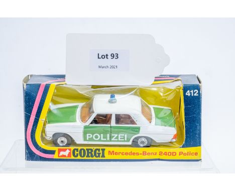 Manufacturer  - Corgi | Description - Mercedes-Bens 240D Police | Stock Code - 412 | Notes - Original Box| Scale - 1:36 | Cer