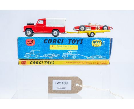 Manufacturer  - Corgi | Description - Gift Set Land Rover With Ferrari Racing Car On Trailer | Stock Code - 17 | Notes - Orig