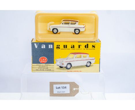 Manufacturer  - Vanguards | Description - Ford Anglia - White/Maroon | Stock Code - VA1002 | Notes - None| Scale - 1:43 | Cer