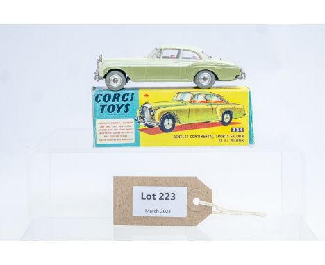 Manufacturer  - Corgi | Description - Bentley Continental Sports Saloon | Stock Code - 224 | Notes - Reproduction Box| Scale 