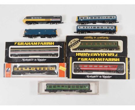 A group of boxed and unboxed N gauge rolling stock by FARISH and LIMA to include a class 25 diesel loco and various coaches -
