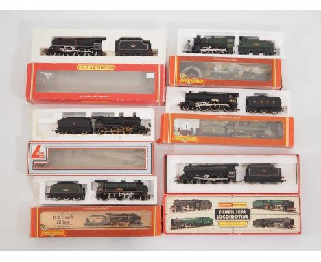 A group of HORNBY and LIMA OO gauge steam locomotives in BR liveries together with one which has been repainted into LNER bla