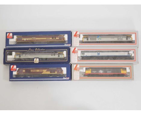 A group of LIMA OO gauge diesel and electric locomotives comprising examples of classes 31, 59, 60, 67 and 92 - VG in G/VG bo