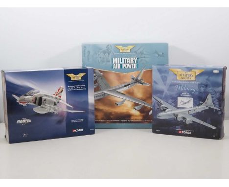 A group of 1:72 and 1:144 scale diecast aircraft by CORGI AVIATION ARCHIVE to include a Boeing 'Stratofortress', all appear c