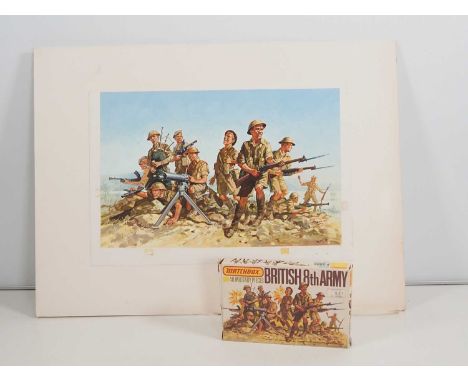 A unique, original watercolour/gouache artwork produced in 1981/2 for use on the MATCHBOX P-5005 British 8th Army set of plas