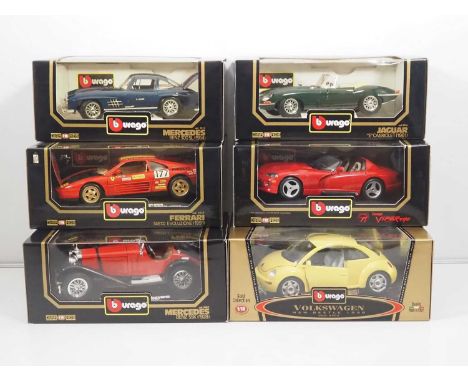 A mixed group of 1:18 scale diecast cars by BBURAGO - VG/E in VG boxes (6)