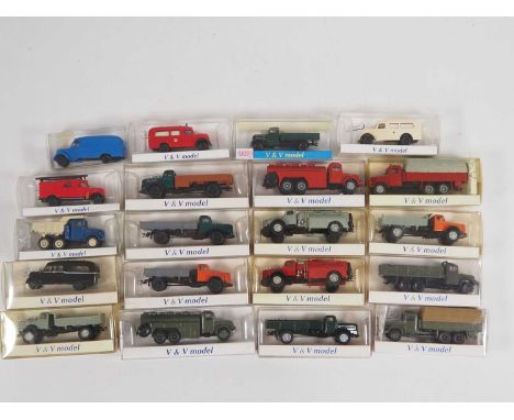 A group of white metal 1:87 scale vans and lorries by V&amp;V MODEL who are a Czech based producer of hand made unusual vehic