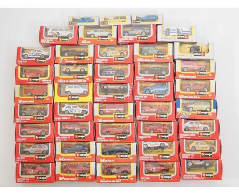 A large quantity of BBURAGO 1:43 scale diecast cars in original boxes - VG in G/VG boxes (42)