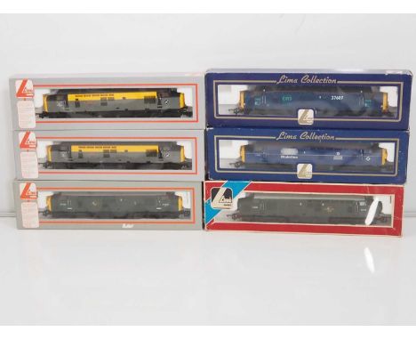 A group of LIMA OO gauge class 37 diesel locomotives in various liveries (one duplicate noted) - VG in G/VG boxes (6)