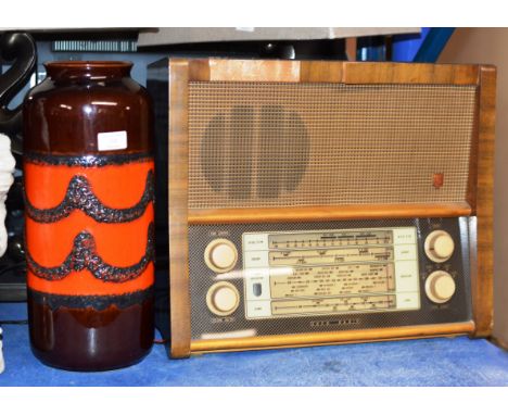 RETRO WEST GERMAN POTTERY VASE &amp; VINTAGE EKCO RADIO     