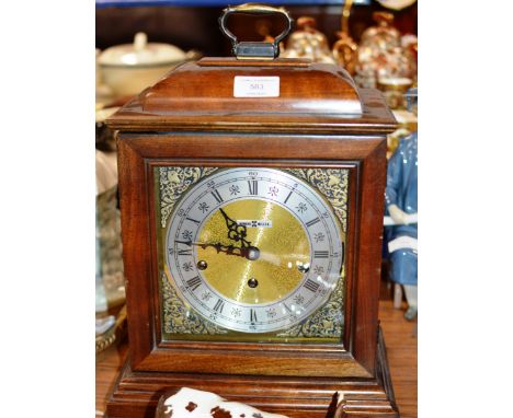 MAHOGANY CASED CHIMING MANTLE CLOCK BY HOWARD MILLER     