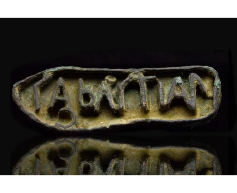 Circa 400-700 ADA bread stamp seal in the form of a silhouette of a shoe, with a Greek inscription.For similar see:Christie's