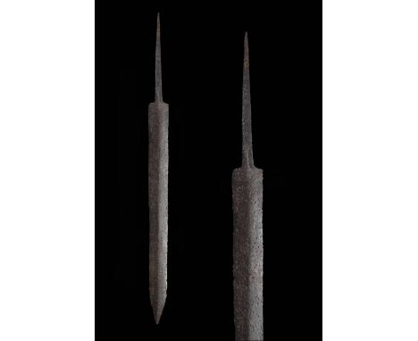 Circa 100-200 ADAn iron Pompeii type gladius blade with parallel cutting edges, a triangular tip and a tang. The gladius was 