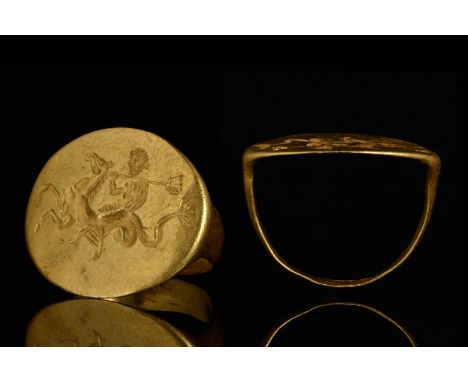 Circa 200 BC, Hellenistic PeriodSolid-cast, with a broad hoop, rounded on the exterior, flat on the interior, expanding at th