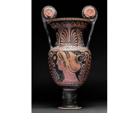 Circa 300 BC A wheel-thrown vase with handles.This ritual krater was also used for drinking wine mixed with water at symposia