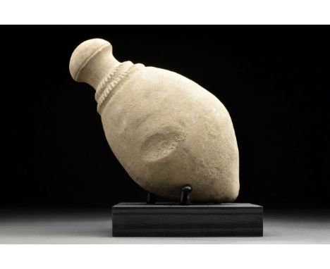 Circa 800-1000 ADA late Roman, early Byzantine glazed ceramic grenade, also referred to as" Greek Fire". This hollow ceramic 