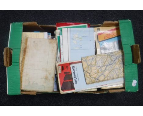 A box of 20th century Ordnance Survey maps and A-Z maps 