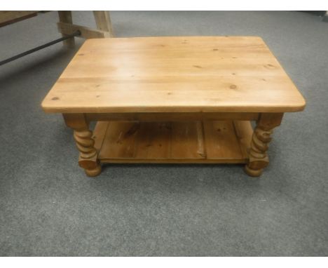 A pine low table with under shelf, 106 cm 