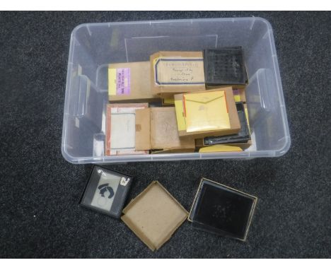 A box of vintage glass negatives 