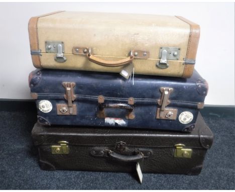 Three vintage luggage cases