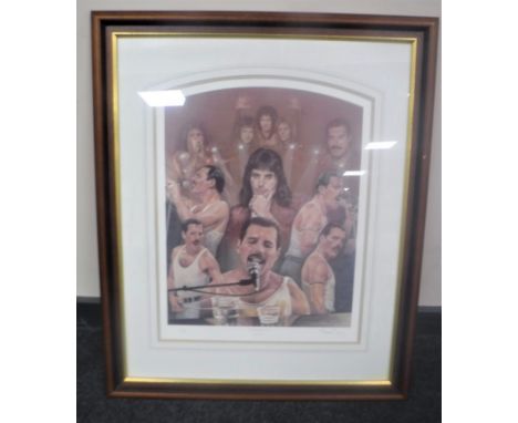 A framed Steven Doig Freddy Mercury Limited Edition framed print entitled "The show must go on" number 9/950