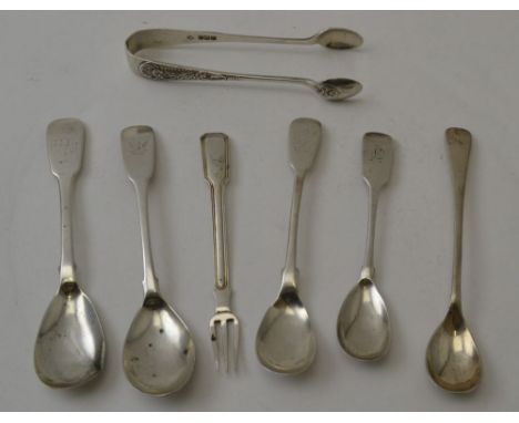 Christopher Cummins, a mid 19th century Irish silver condiment spoon Dublin 1849, together with two other Dublin condiment sp