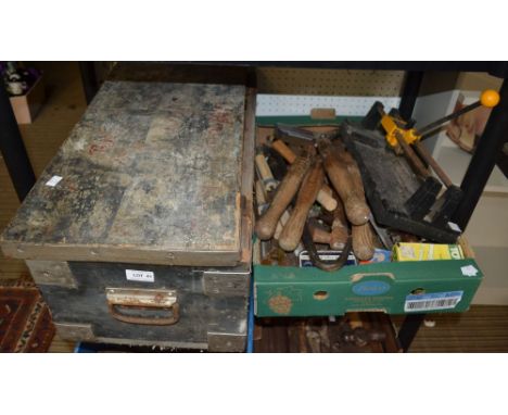 Two boxes of assorted tools &amp; automobile parts&nbsp;