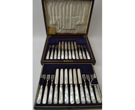 Harrison Brothers & Howson (George Howson), A dessert set of knives & forks for twelve place settings, silver blades and tine