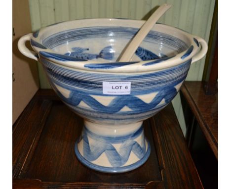 Bredon studio pottery hand painted soup tureen with a pottery ladle
