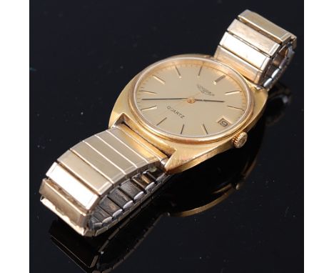 A vintage Longines stainless steel and gold plated gents wrist watch having signed champagne dial with baton markers, date ap