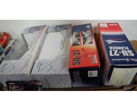 Two boxed 1.72 scale diecast metal models of world aircraft together with a boxed Sky Guardians SU27 flankers   Condition Rep