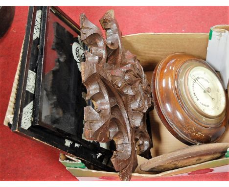 A collection of miscellaneous items, to include; early 20th century beech cased aneroid barometer by J Lizars of Glasgow & Ed