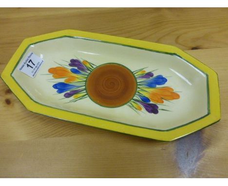 Clarice Cliff for Wilkinson Ltd Bizarre Crocus pattern elongated octagonal plate, Bizarre and Crocus marks to base, length ap